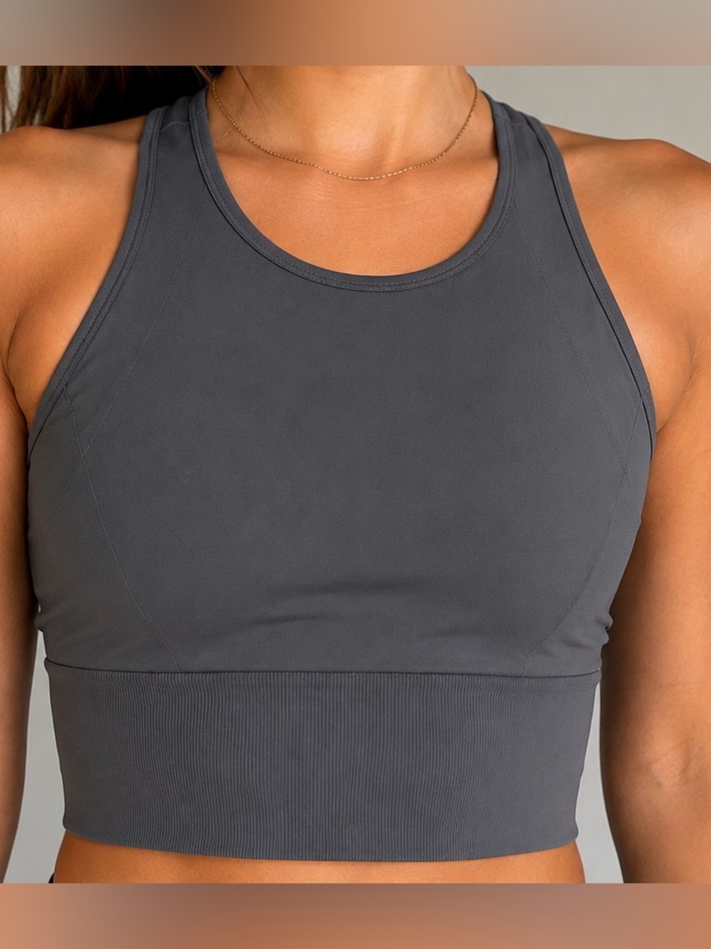 Lululemon Gray Longline Racerback Sports Bra Medium Large